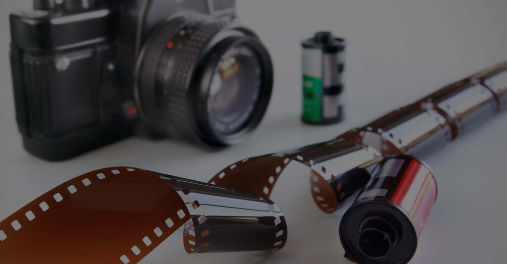 A camera with a reel of film